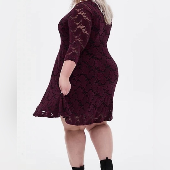 Torrid Brushed Floral Skater Dress Velvet Burnout Lace Romantic Fairy Grunge 3 - Picture 5 of 14